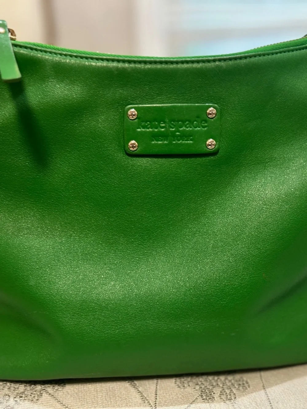 Kate Spade New York Green Leather Shoulder Bag Adjustable Strap